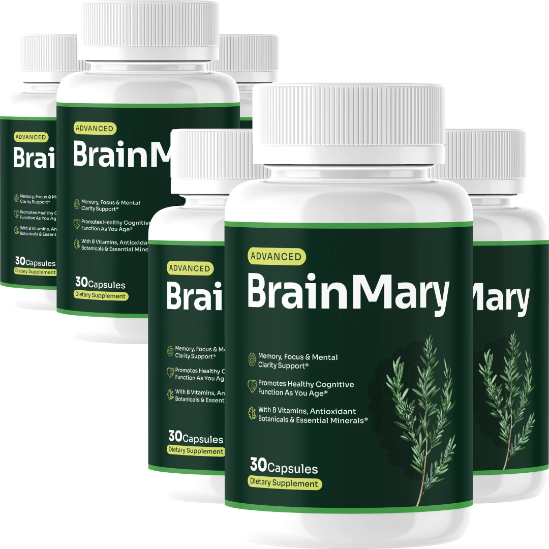 Six bottles of BrainMary dietary supplement